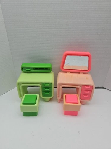 Vintage Barbie Dream House Green Desk & Stool 1977 Rare HTF & Vanity