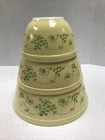 Pyrex "Shenandoah" Nesting Mixing Bowls Set of 3 Yellow Green #'s 401 402 403