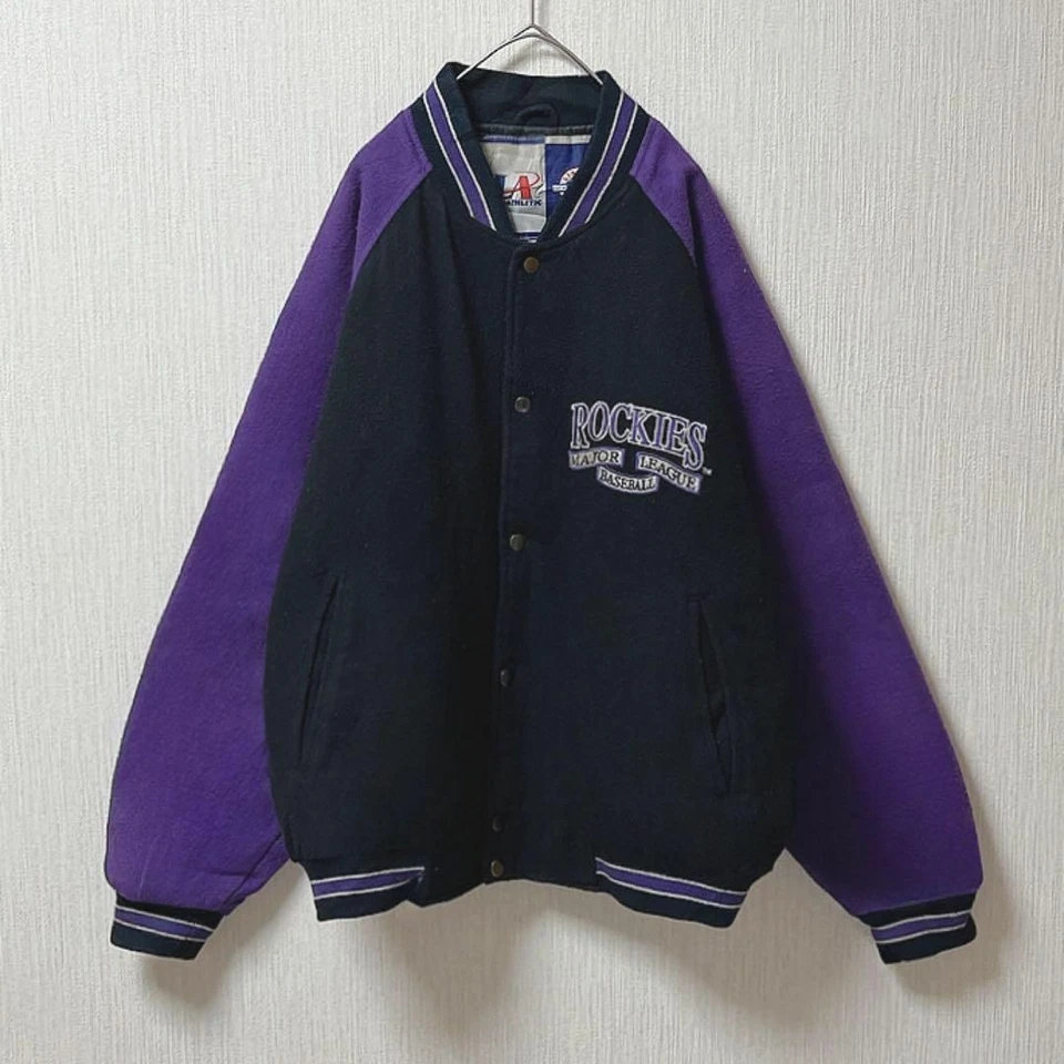 90S Colorado Rockies Wool Varsity Jacket Embroidered Logo Mlb No.tr404 - Image 2 of 4
