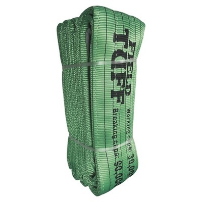 Field Tuff Heavy-Duty Tow Strap with Reinforced Loops, 7'' Wide x 30' Long, Green