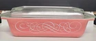 Vintage Pyrex Pink Scroll Space Saver w Lid  575-B 2 Qt Casserole Dish