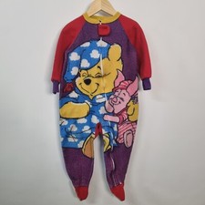 VTG Winnie the Pooh Fleece Zip Footie Pajama Disney Store Pigglet Clouds Sz 3T