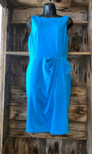 David Meister Designer Dress SZ 8, Aqua Blue, Flattering, Wedding Guest Business