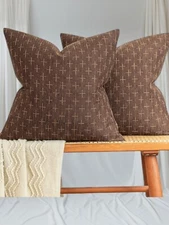MIULEE Set/2 Decorative Burlap Linen Throw Pillow Covers Modern Farmhouse 18 In.