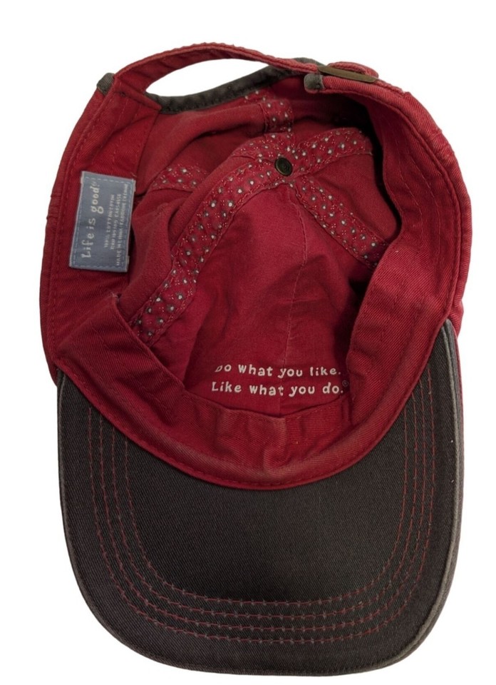 Life Is Good Denim Cap Red Embroidered Patch Script Sport Vent Fish