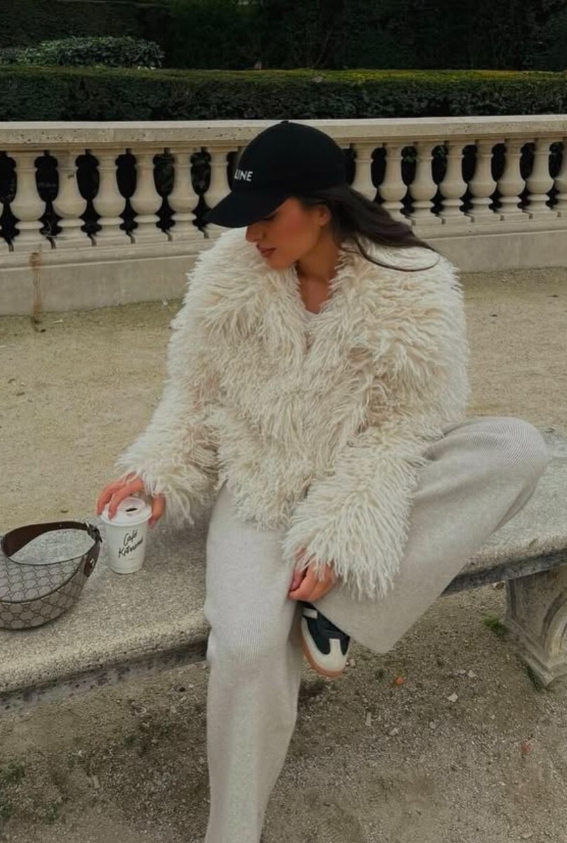 ZARA FAUX FUR JACKET ECRU LAPEL COLLAR NEW FW24/25 SIZES XS-XXL