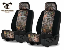 CANVAS TRUE TIMBER KANATI CAMO SEAT COVERS for a pair of Low Back Bucket Seats 
