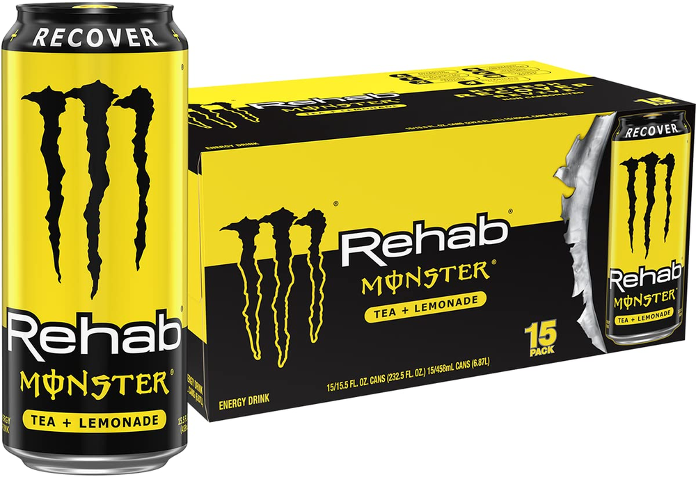 Monster Energy Rehab Tea + Lemonade + Energy, Energy Iced Tea, Energy Drink 15.5