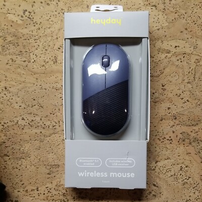 Heyday Wireless Mouse Bluetooth 5.1 & USB Receiver 33' Range DUSK BLUE New