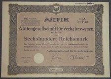 Aktiengesellschaft f&uuml;r Verkehrswesen zu Berlin 1926 600 RM