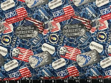  Tina Scrap 9"x21" Air Force Dog Tag American USA Eagle Military Cotton Fabric