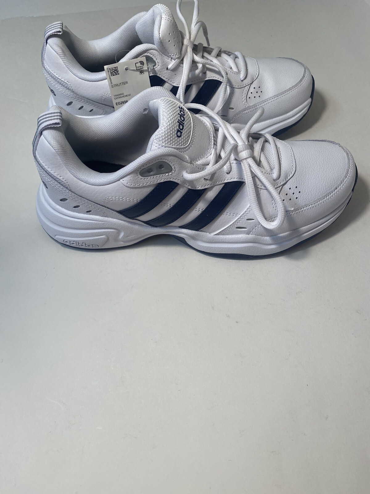 Size 9 - adidas Strutter White Dark Blue - EG2654 for sale online | eBay