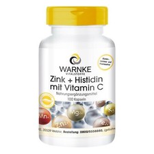 Zink + Histidin u. Vitamin C 100 Kapseln vegan hochdosiert | Warnke Vitalstoffe