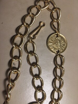 VINTAGE Gold Tone Chain Belt Womens Small Medallion Coin Link