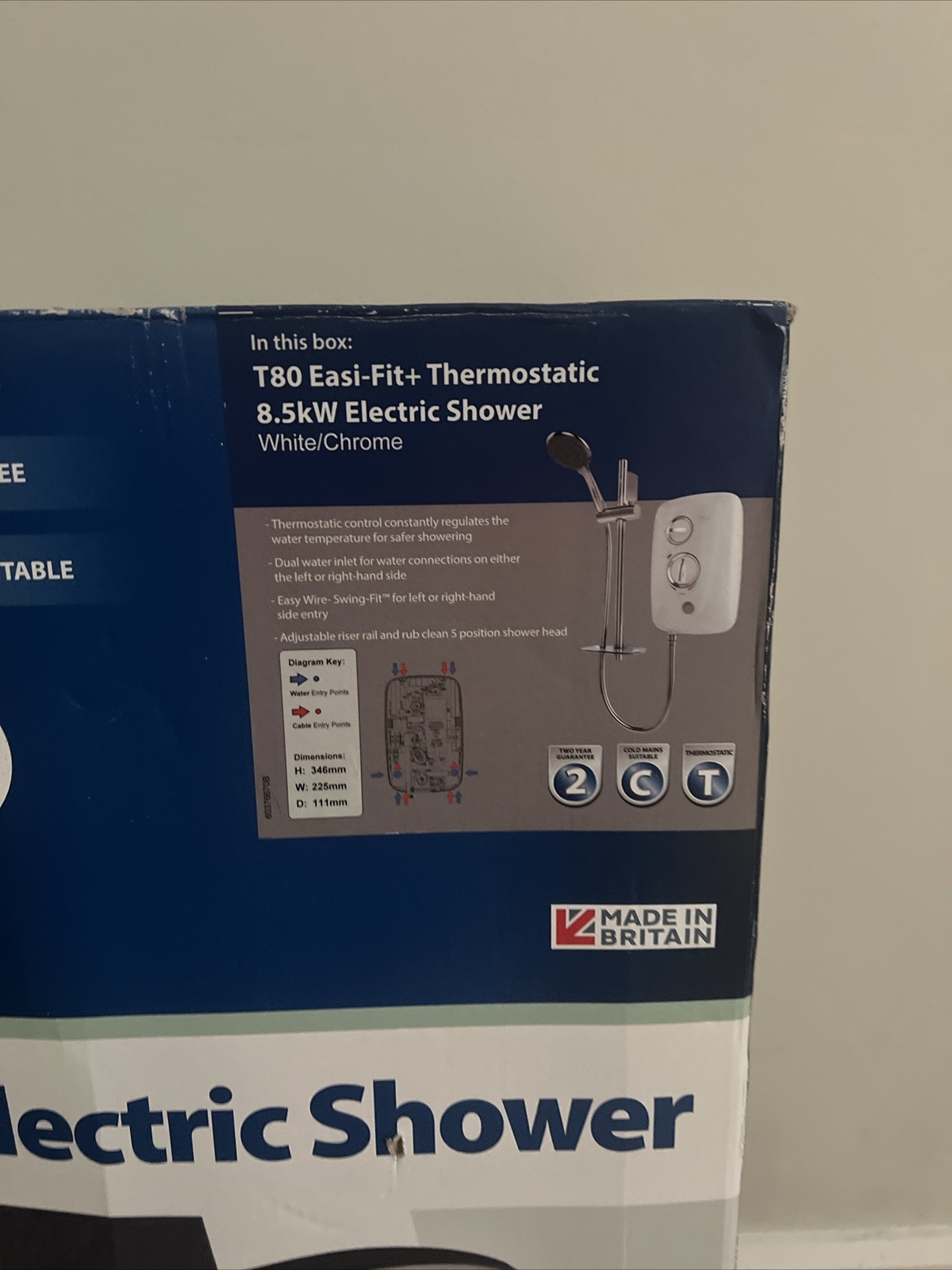 Triton T80 EasiFit+ Thermostatic Electric Shower 8.5kW 5012663153752