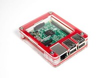 C4Labs Zebra Case for Raspberry Pi3B , 3, 2, B , 2B Berry Red w/ Power Cord