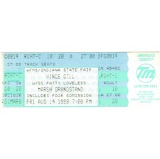 VINCE GILL & PATTY LOVELESS Concert Ticket Stub INDIANAPOLIS 8/14/98 STATE FAIR