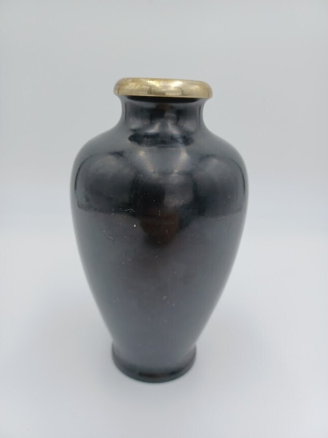 Vintage 1930s Japanese Engraved Mixed Metal Vase Flower Butterfly