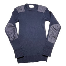 Vintage British Commando Sweater Mens Lg Woolly Pully Elbow Patches Epaulettes