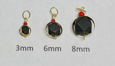 14 Karat Gelbgold Echt Azabache Jet & Koralle Kreis Charm (3mm, 6mm oder 8mm)