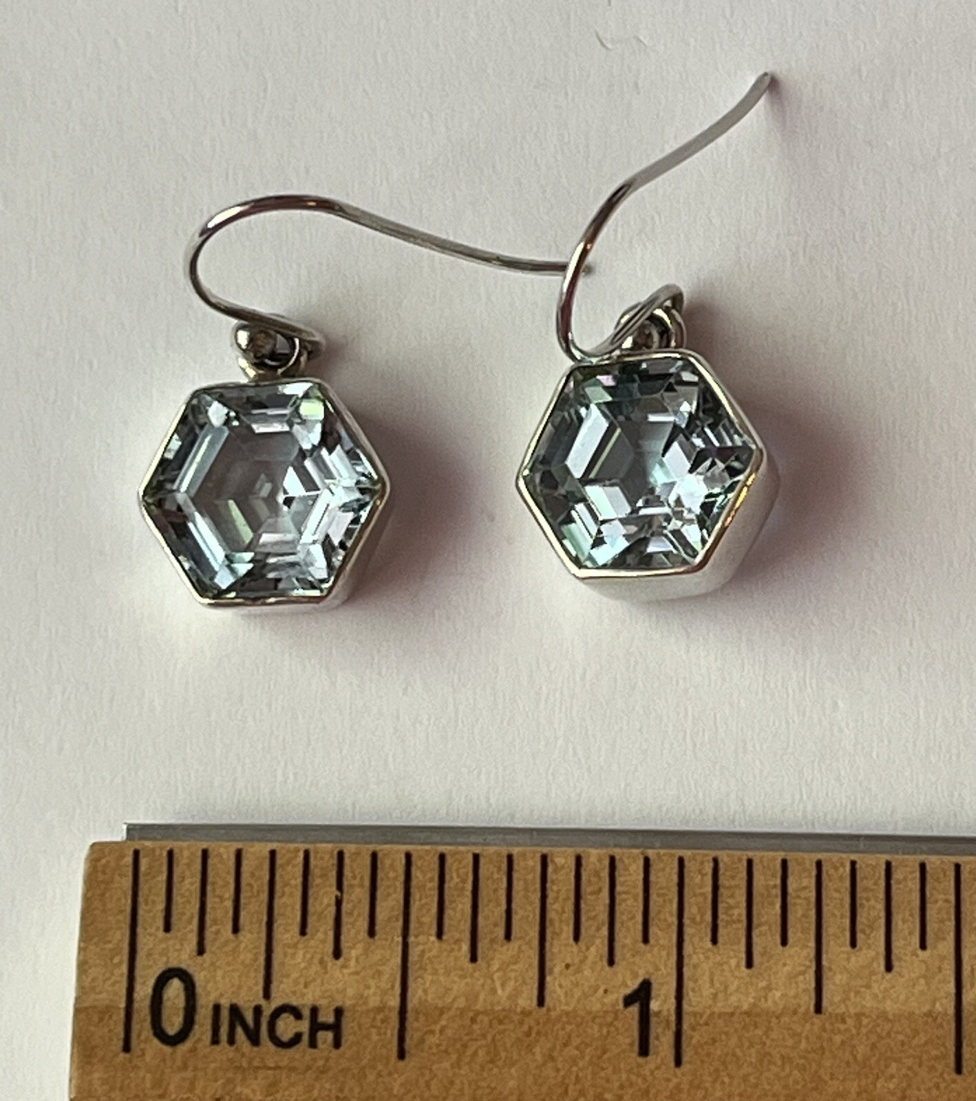 Sterling Silver Hexagonal Blue Topaz Earrings - image 12
