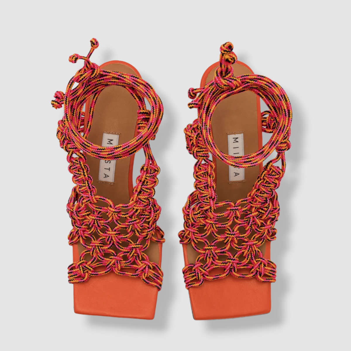 $410 Miista Women's Red Stephanie Braided Strappy Sandals
