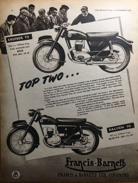 FRANCIS-BARNETT FALCON 200 and CRUISER 225 ORIGINAL 1956 B/W