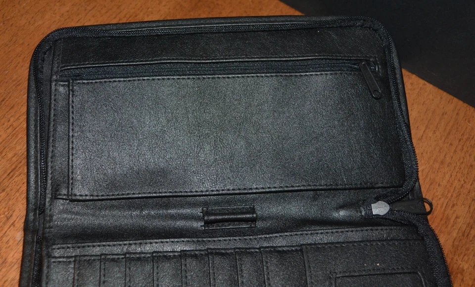 Большой кожаный дорожный бумажник портфолио GEMLINE на молнии вокруг - Изображение 4 из 4