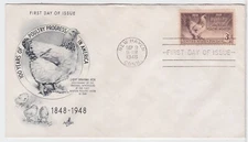 TurtlesTradingPost- Poultry Industry Progress- 1948 FDC #968- Artcraft Cachet