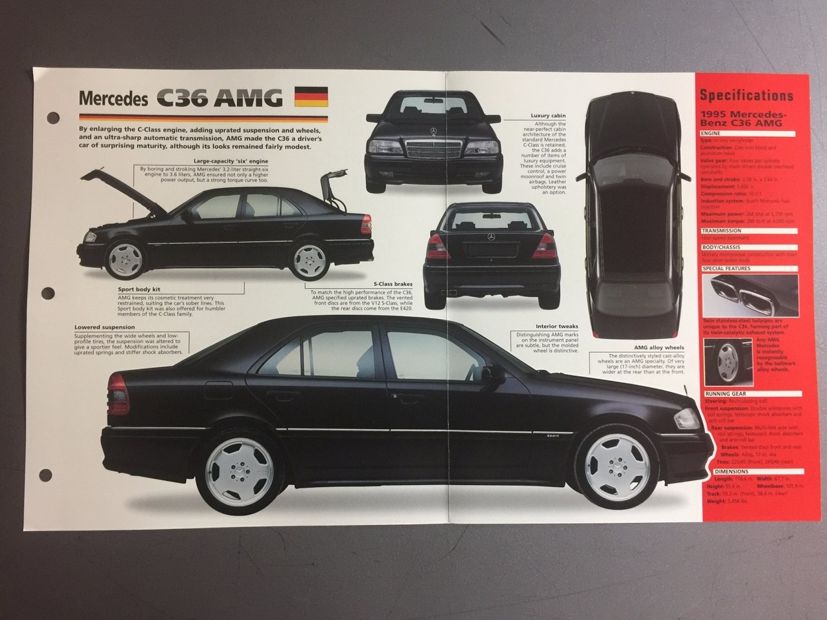 1994 - 1997 MERCEDES-BENZ C36 AMG Poster, Spec Sheet, Folder