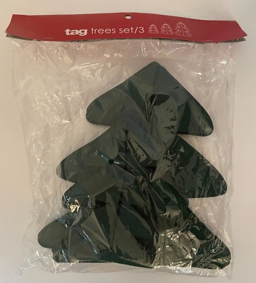 TAG Stand Up 3-D Laser Cut DARK GREEN FELT TREES- Set of 3- New-NIP