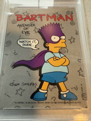 1990 Topps Simpsons Sticker - #1 Bartman / Bart Simpson - PSA 9 MINT - Picture 13 of 14