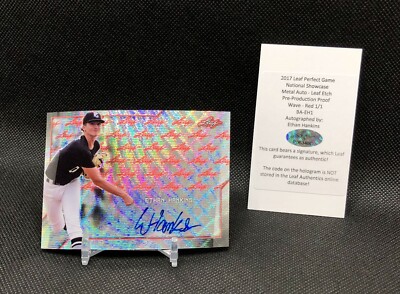TRUE 1/1 2017 Leaf Ethan Hankins 1 of 1 AUTO RED WAVE RC No. BA-EH1 WITH COA  