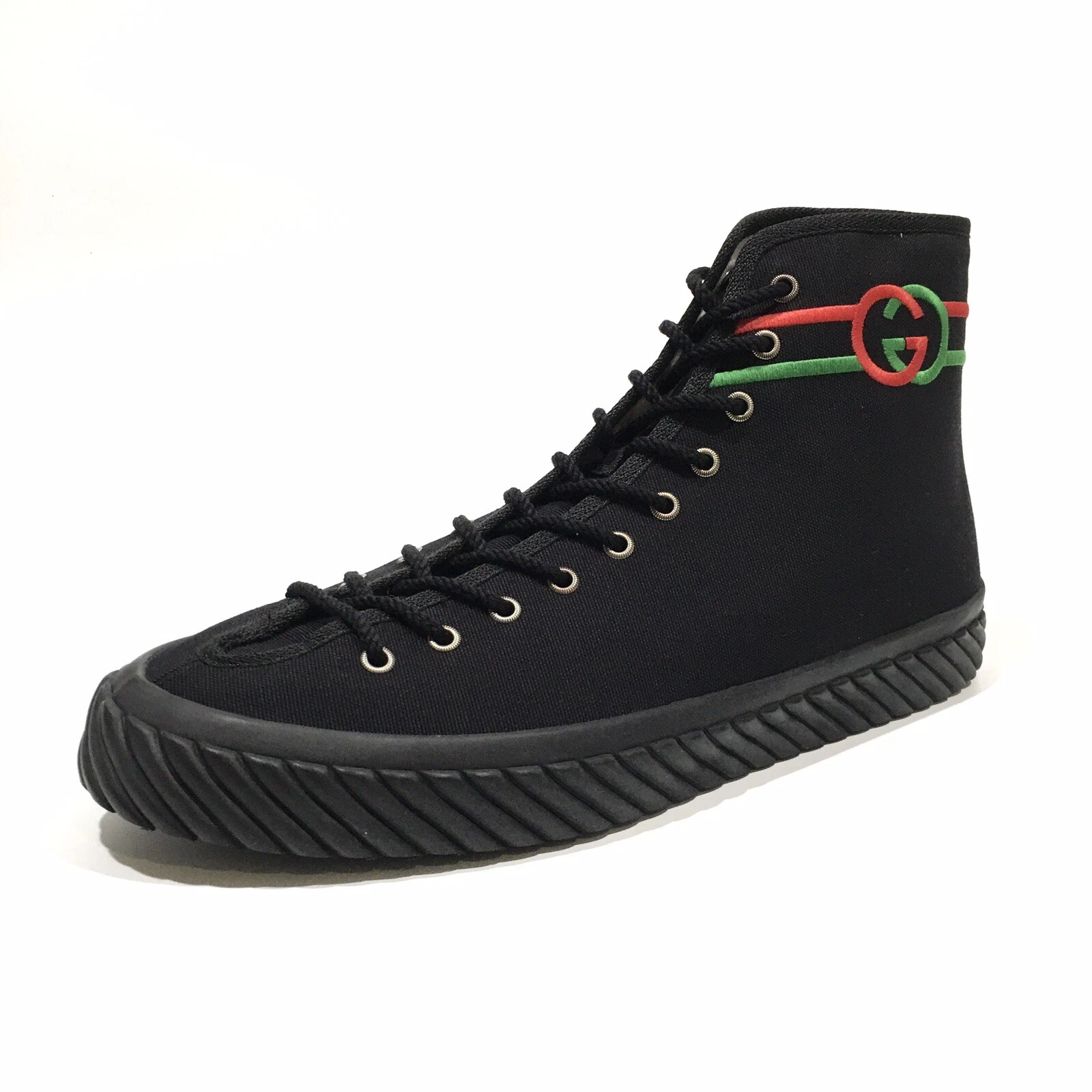 BASKETS HAUT GUCCI INTERLOCKING G   TOILE NOIRE   HOMMES US 13,5   NEUVES