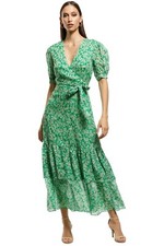 TALULAH Green With Envy Midi Wrap Dress Workwear Casual Size AU S 8 Pre owned