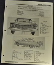 1960 Plymouth Crash Parts Sheets Fury Belvedere Savoy Excellent Original 60