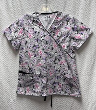 Beverly Hills Uniforms Floral Pattern Size Small Multicolored Scrub Top