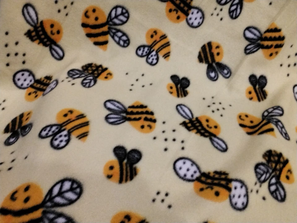 Baby Blanket Crochet Yellow Gold Shell Ruffle Girl Boy - With Honey Bees - Image 3 of 4