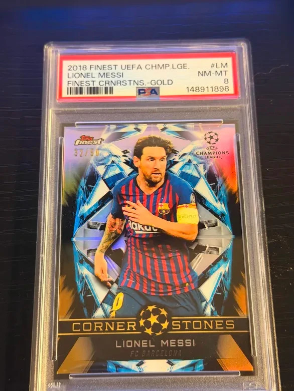 Lionel Messi 2018 PSA 8 Topps Finest UEFA Champions League GOLD Cornerstones /50