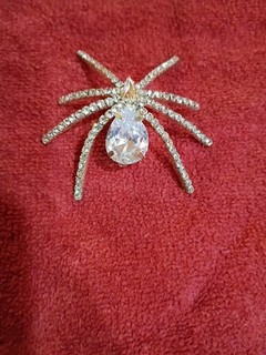 Vintage Shiny Rhinestone Spider Brooch