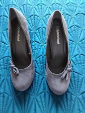 Graceland grey suede block heel court shoes 41/7UK