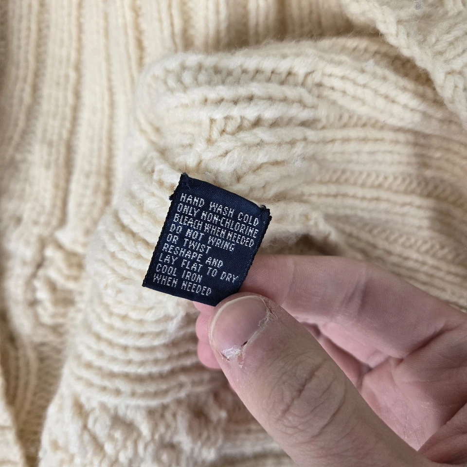 Suéter POLO RALPH LAUREN Para Hombres 2XL De Colección Tejido a Mano Pescador Cable Lana de Cordero Foto 4 de 4