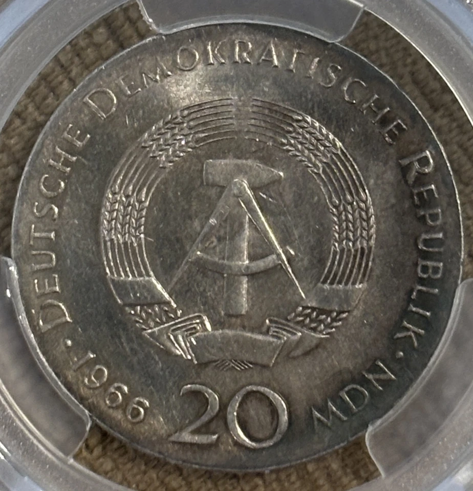 Deutschland - Demokratische Republik - 1966 20 Mark Leibniz - PCGS MS64 - Bild 4 von 4