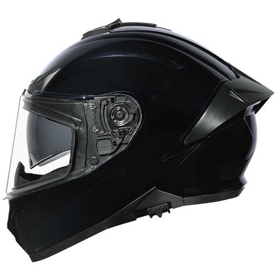SMK Typhoon einfarbig schwarz Integralhelm Motorradhelm + gratis dunkles Visier