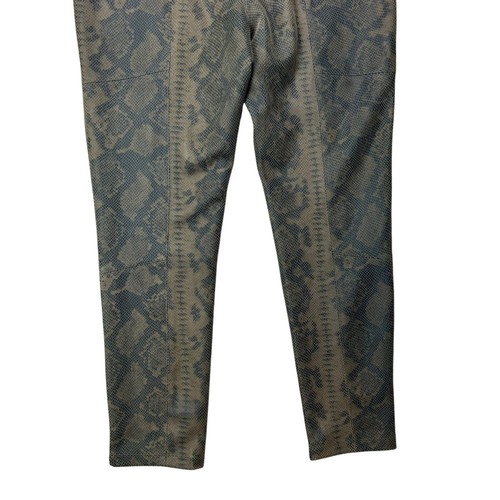 Pantalones ajustados Philosophy L marrón oliva estampado piel de serpiente imitación cuero nuevos con etiquetas - Imagen 4 de 10