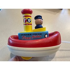 Fisher-Price Tuggy Tooter 139 Vintage 1967 Floating Pull Toy Boat Made in USA