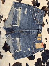 Levi's 501 Women's Blue Denim Cut Off Shorts Mid Rise 5-Pocket Button Size 32