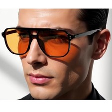 Aviator Men Sunglasses Yellow Lens Driving Glasses Pilot Style Fashion Lentes
