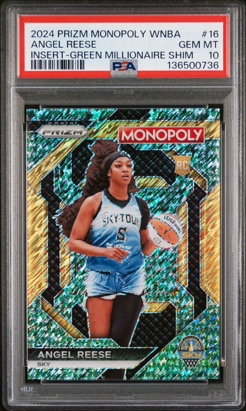 2024 PANINI PRIZM MONOPOLY WNBA INSERT #16 ANGEL REESE ROOKIE RC 5/20 PSA 10 view 1