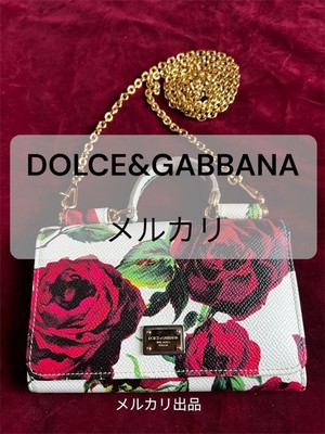 DOLCE&GABBANA Sicily Rose Crossbody Bag 15x11x2cm Chain Wallet Used